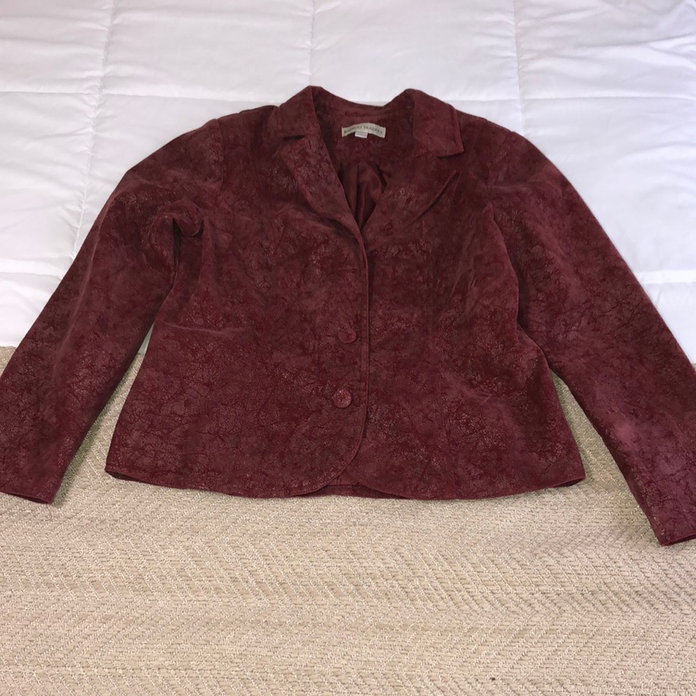 Bamboo Traders Red Blazer Textured Suit Jacket